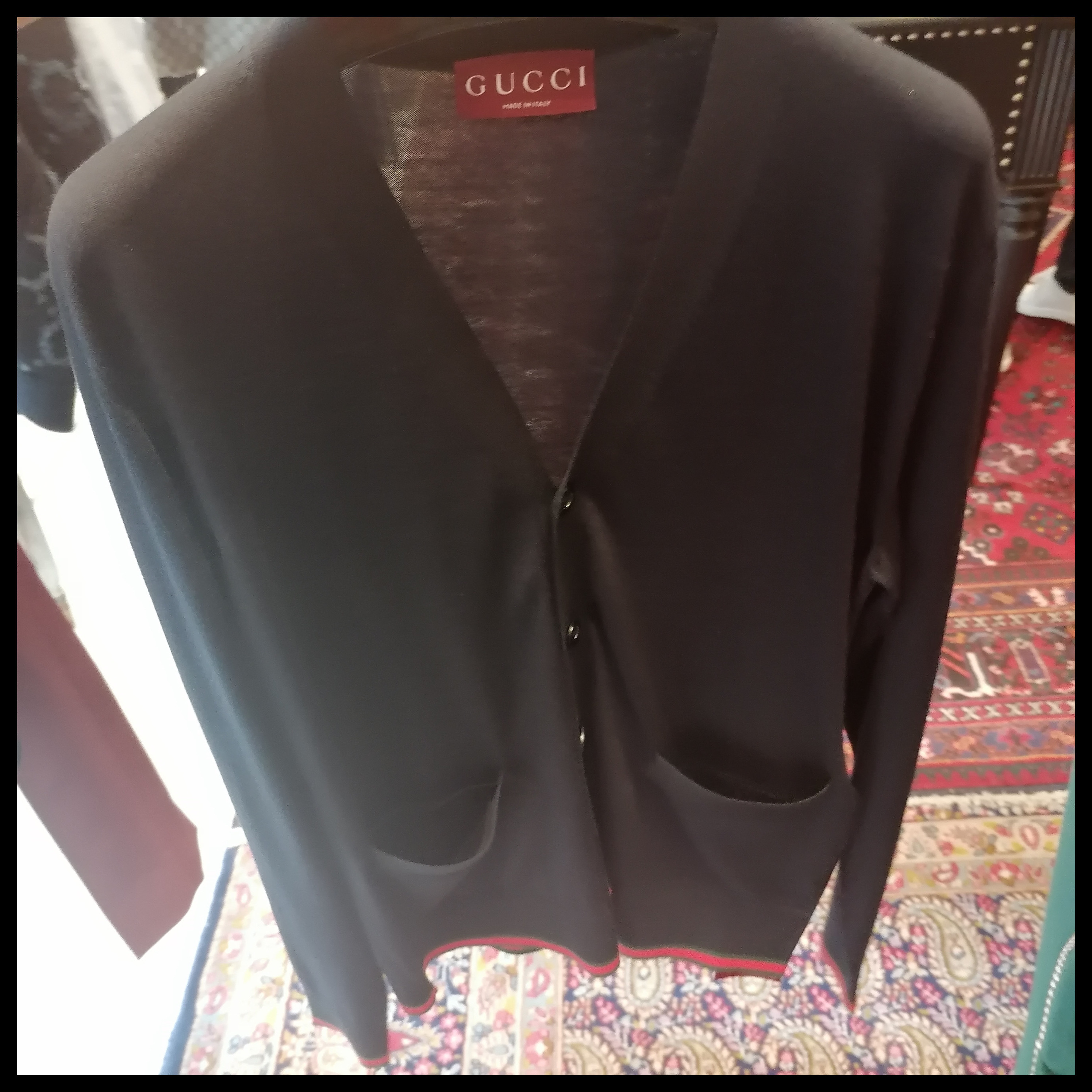 ◆GUCCI◆ ウェブ ストライプ ウールニット カーディガン