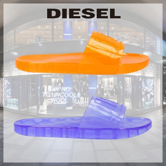DIESEL* ディーゼル ロゴ ラバーサンダル フラット 無地 送関込