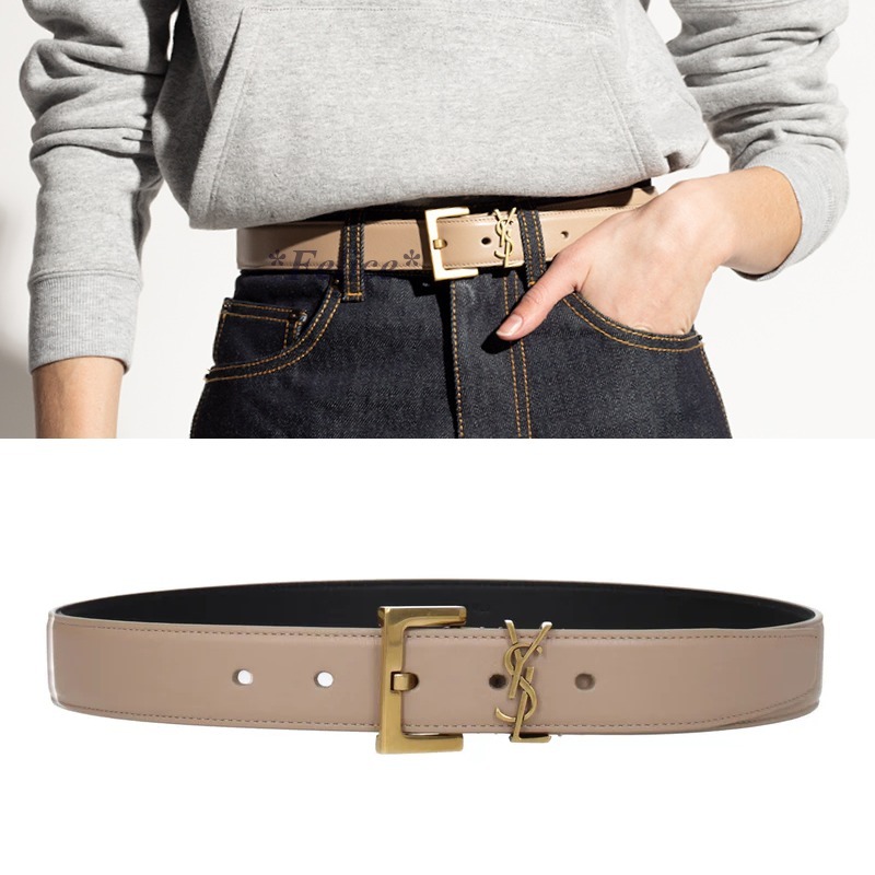 SAINT LAURENT ◆ カサンドラ スクエアバックル ベルト