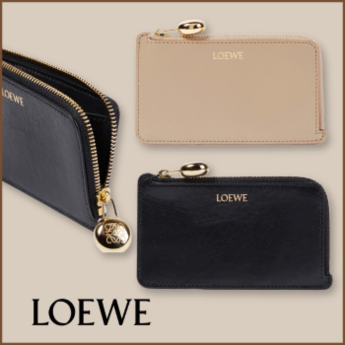 国内発送【LOEWE】ロゴ レザー カードホルダー black＆sand
