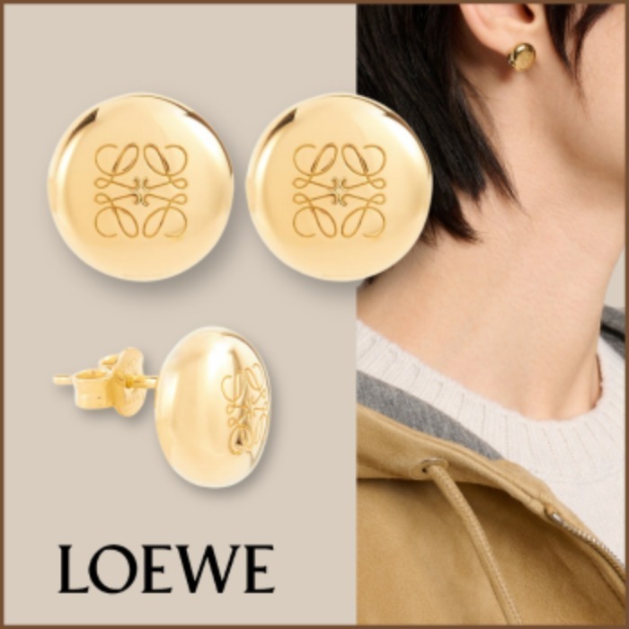 【LOEWE】アナグラム ペブル スターリングシルバー ピアス gold