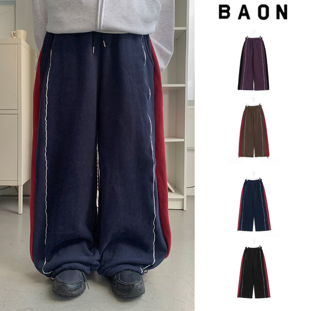 【BAON】[unisex] string side pintuck color brushed jogger PT