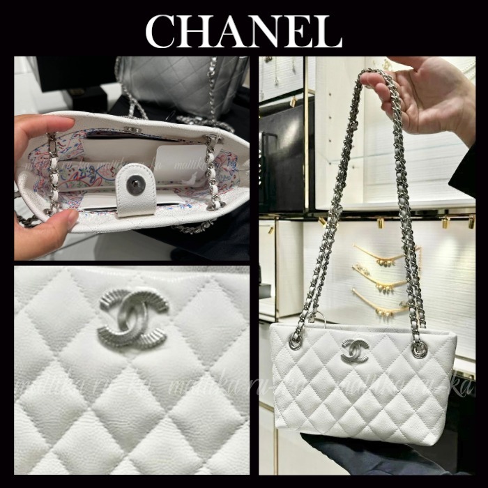 インナーはプリント柄☆【CHANEL】シャネル ショルダーバッグ