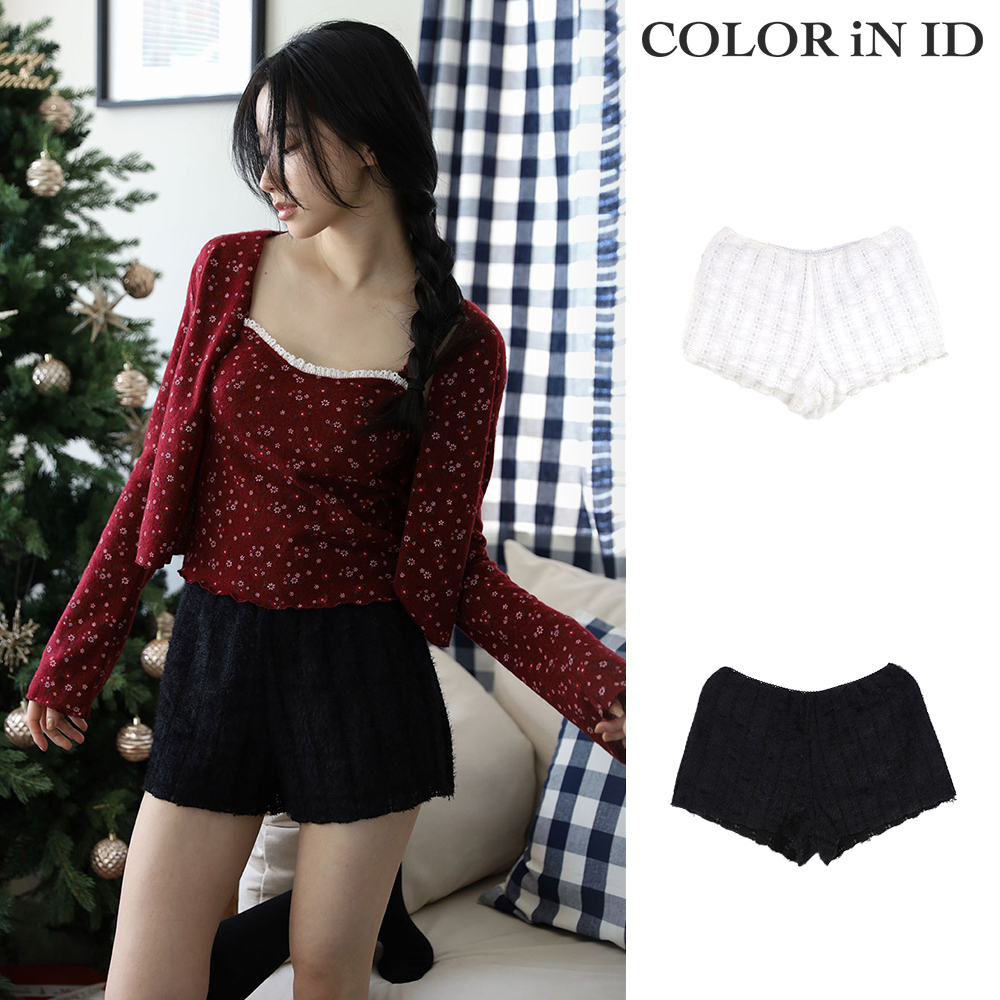 【COLOR iN ID】Fluffy lace fur shorts