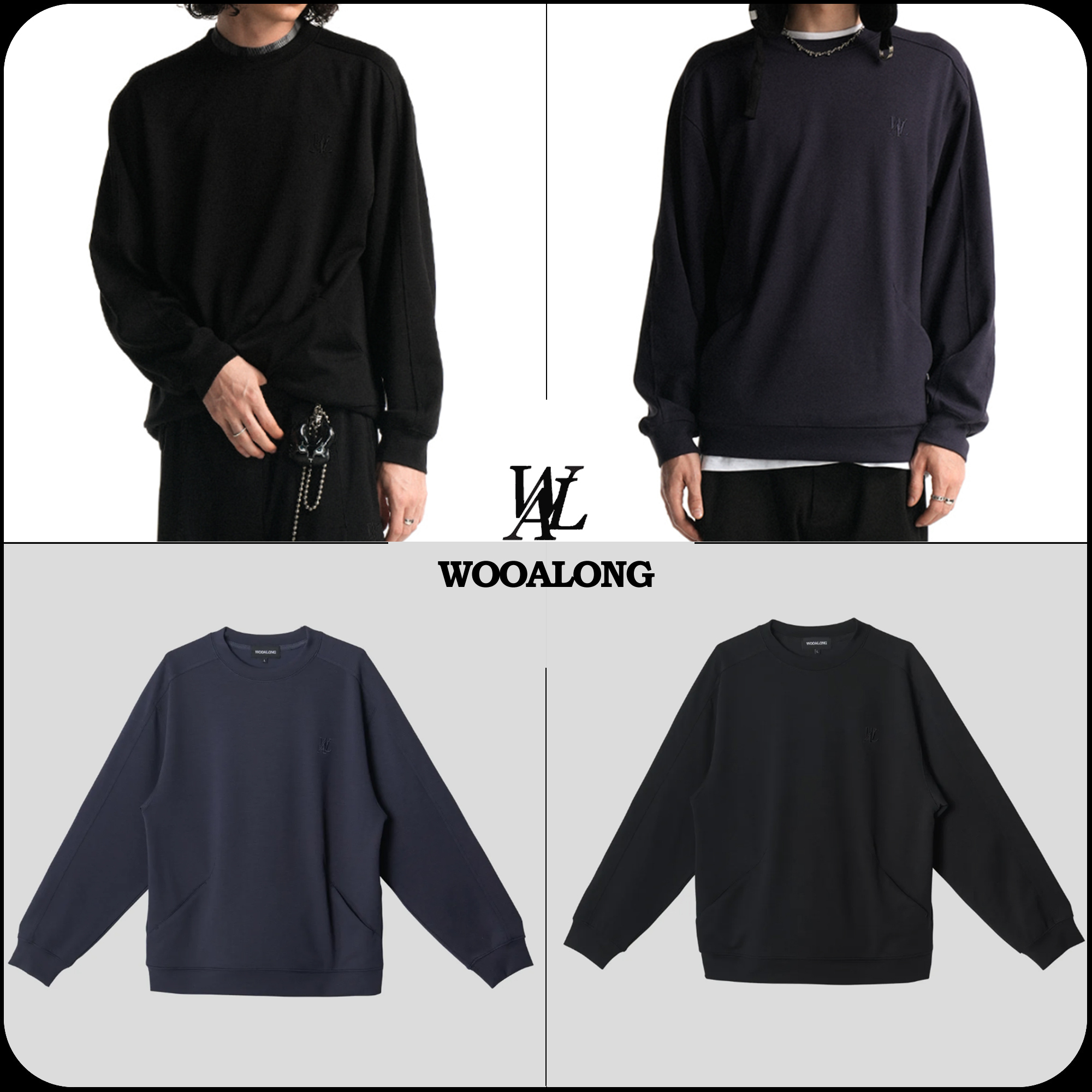 [WOOALONG]★24FW★韓国人気★Oblique pocket sweatshirt