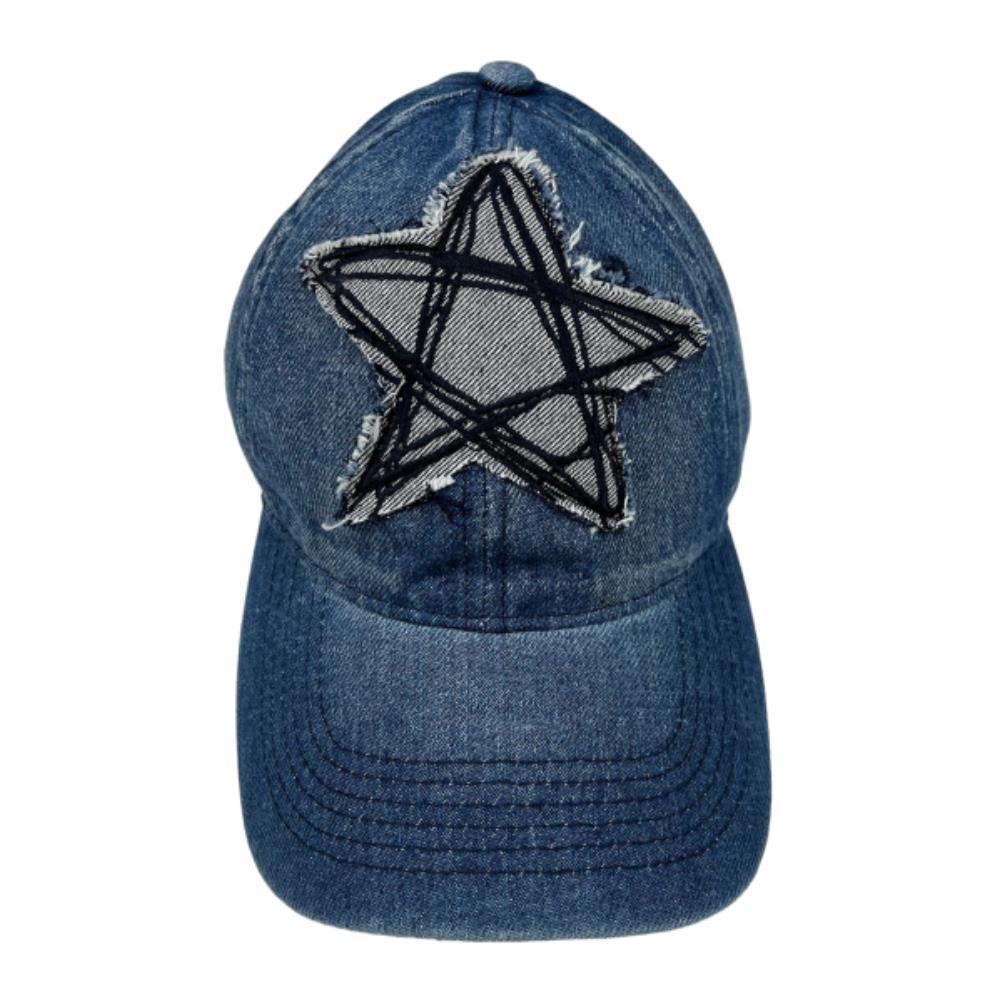 キャップ SK8ER ROCK Doodle Star Washing Denim Ball Cap blue