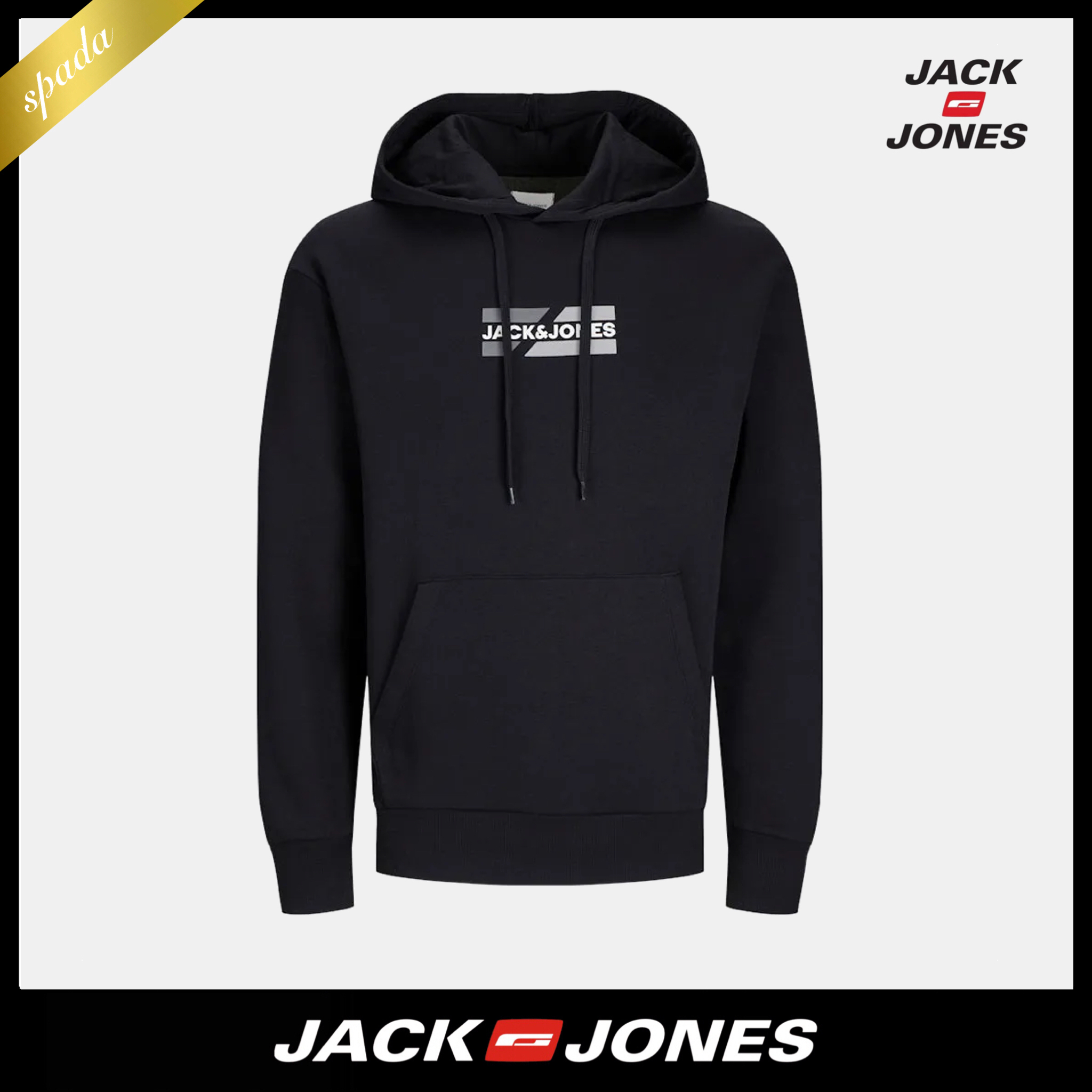 【J&J】グラフィックロゴ パーカー ブラック / 送料無料