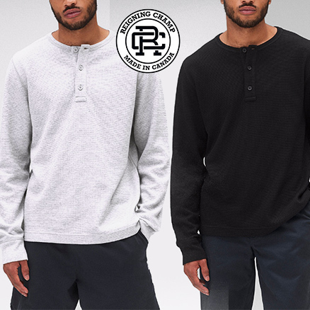Reigning Champ☆ワッフル☆Lightweight Waffle Henley☆ロンT
