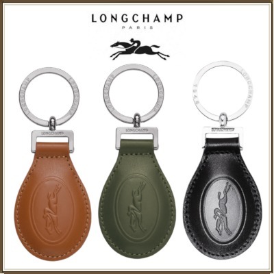フランス発 LONGCHAMP レザーキーホルダー Le Foulonne 追跡付