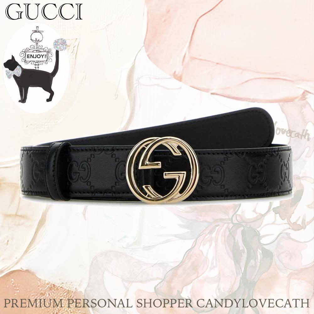 ベルト GUCCI Black Leather Gucci Blondie Belt