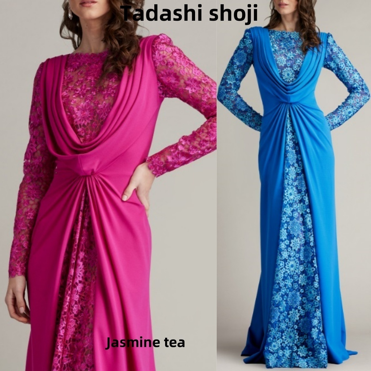 ★新作♪TADASHI SHOJI クレープオーバーレイ刺繍ガウン★