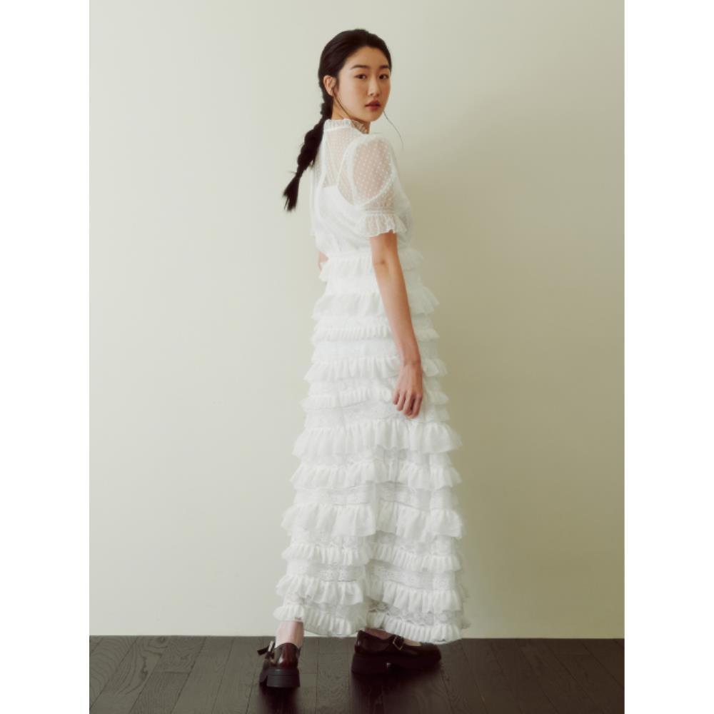 パーティードレス GANISONG Bridal dot chichi dress white