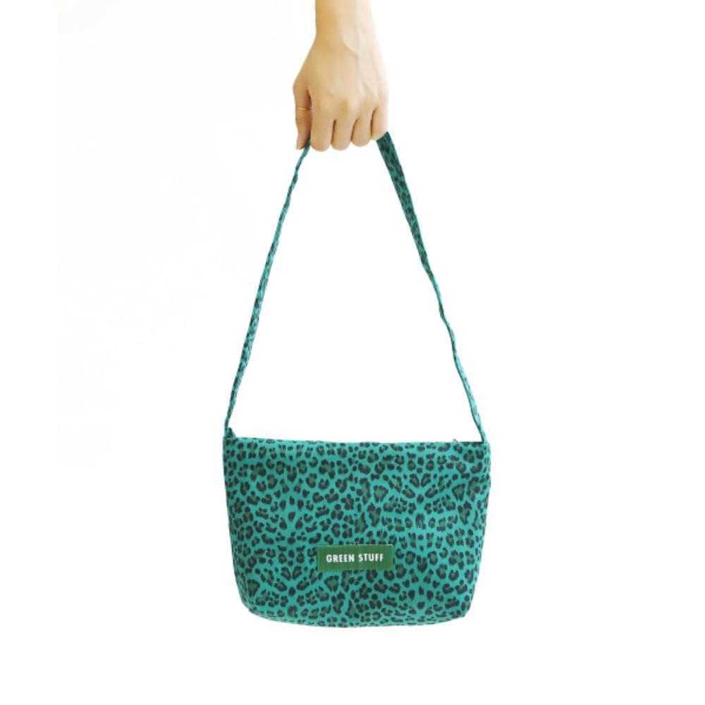 ショルダーバッグ・ポシェット GREEN STUFF Lip zipper mini bag Z1 leopard print green