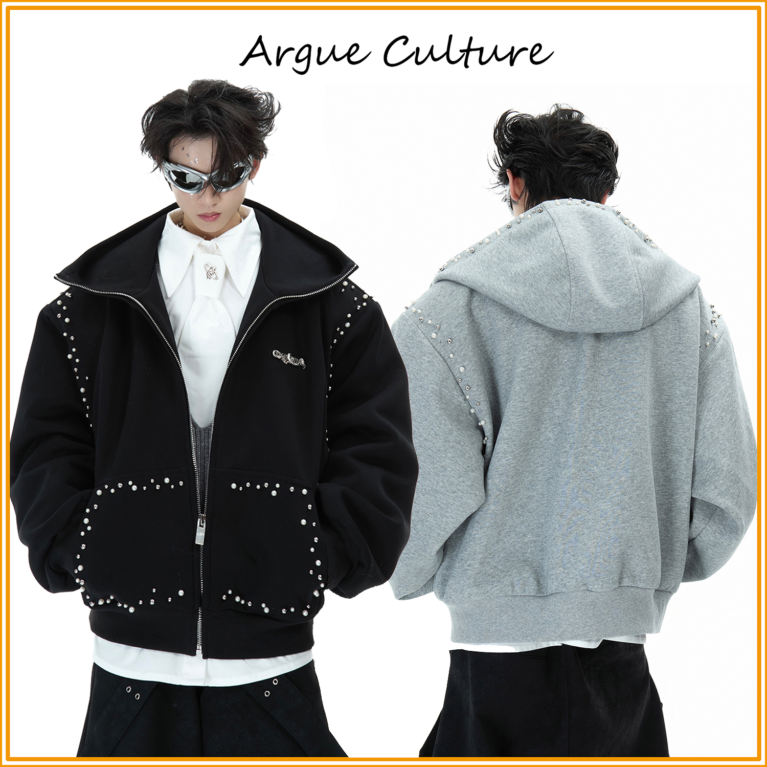 ArguE CulturE ジップパーカー ロゴ ジャケット パール 男女兼用