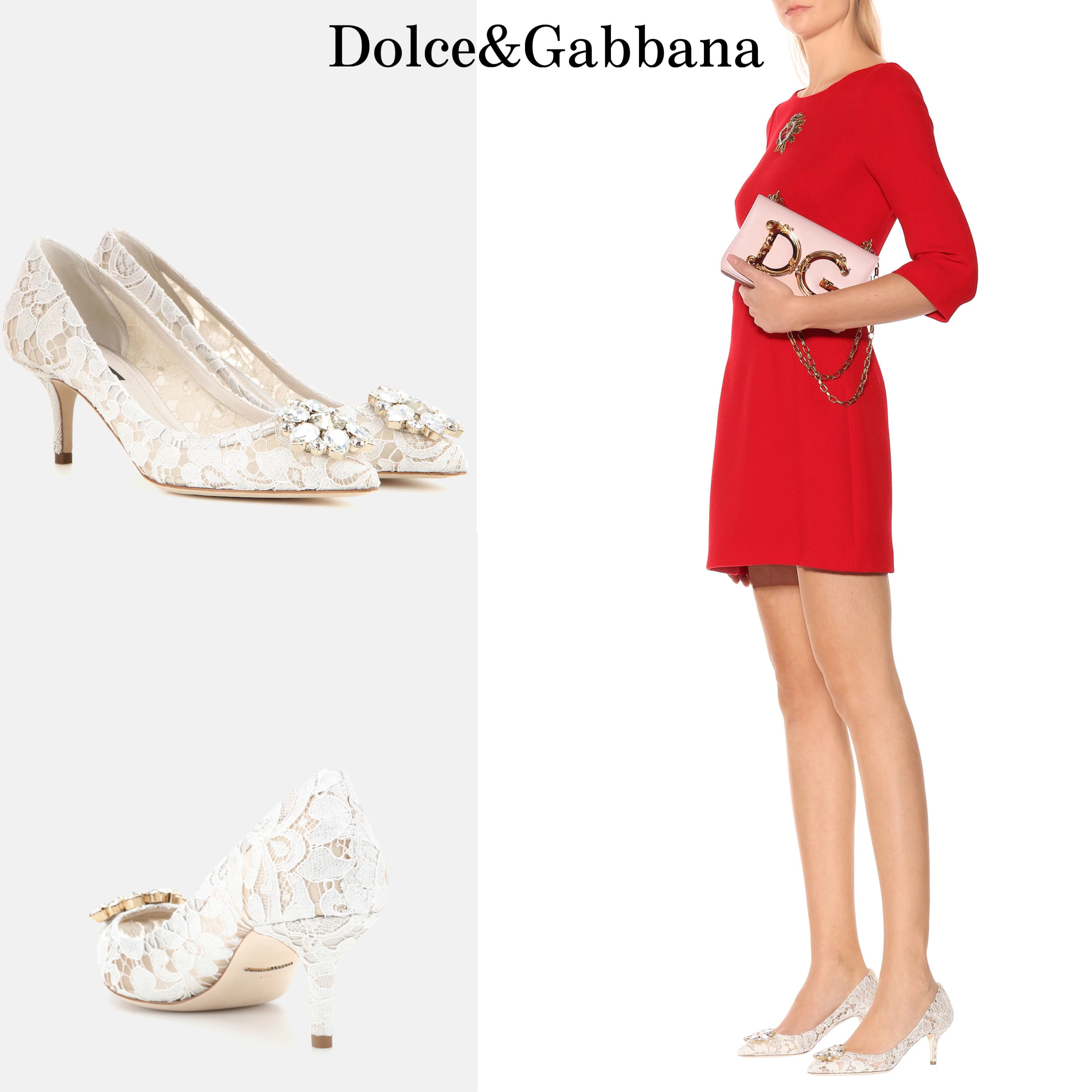 新作*DOLCE&GABBANA* Bellucci レースパンプス ホワイト 60mm