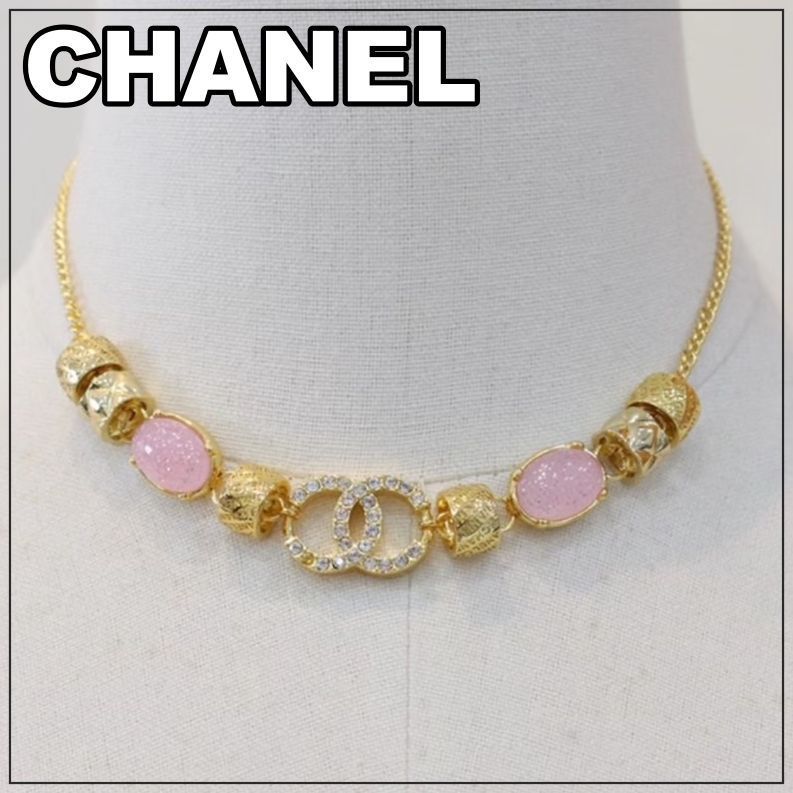 CHANEL 24P《キュートなピンク♡》ストラスチョーカー