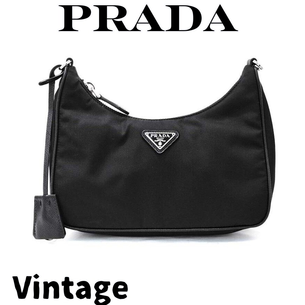 【ヴィンテージ】Rank:A☆PRADA SILVERチェーン ホーボーバック