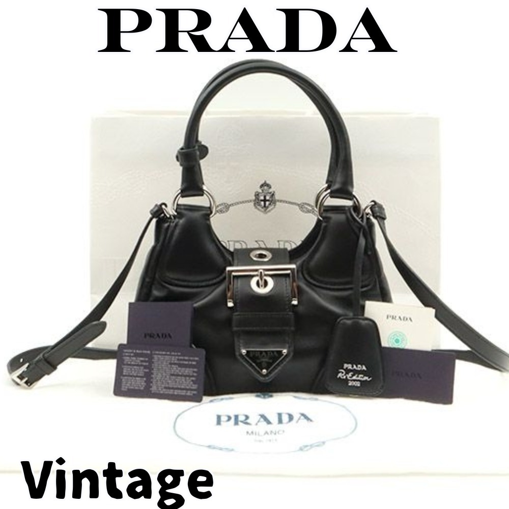 【ヴィンテージ】Rank:A☆PRADA ムーンパディング ハンドバック