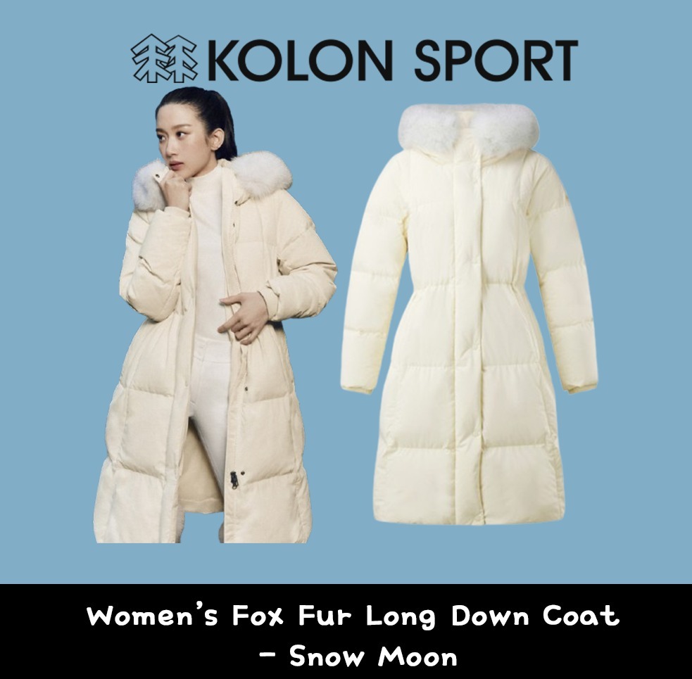 ★KOLON SPORT★W'S Fox Fur Long Down Coat Snow Moon BUTTER