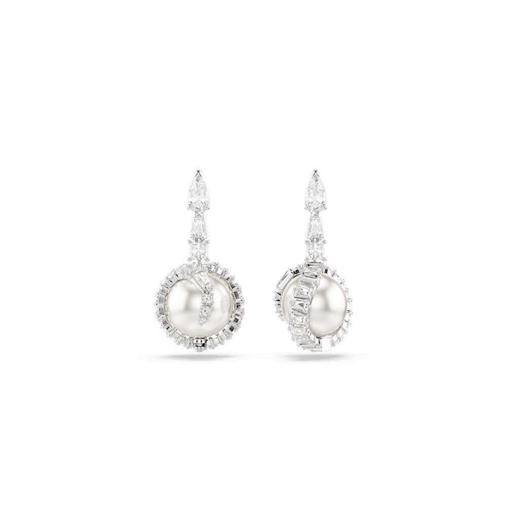ピアス SWAROVSKI Snake crystal pearl rhodium drop earrings 5714668