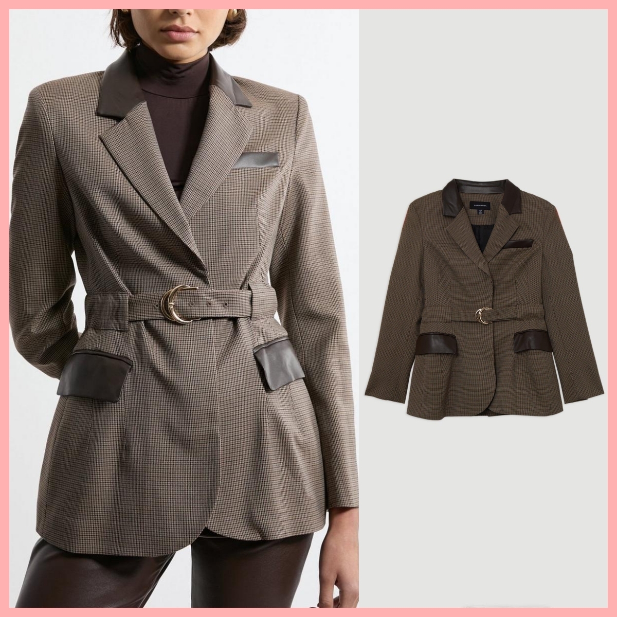 日本未入荷★Karen Millen 襟付きチェックジャケット
