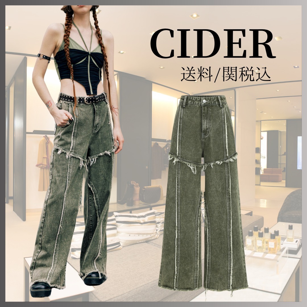【Cider】aespa ニンニン着用ソリッド ステッチ ジーンズ