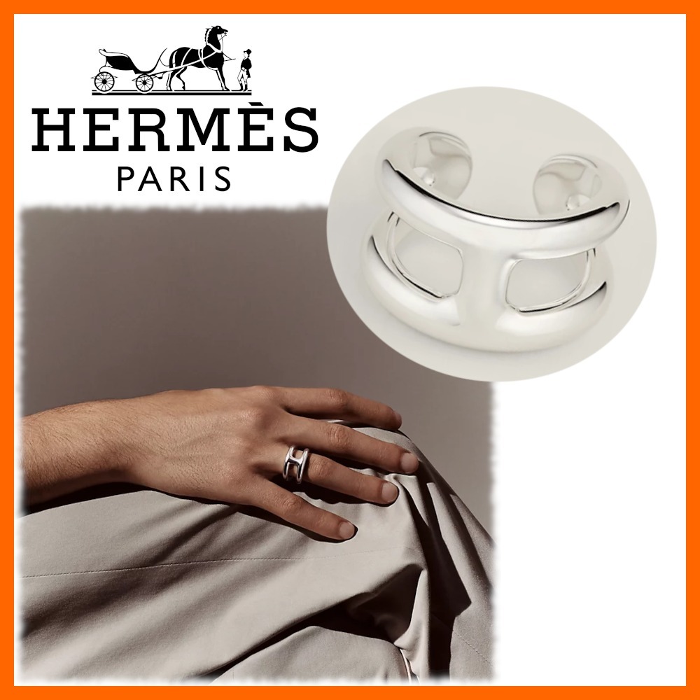 【純銀の存在感☆】Hermes オスモズ シルバー リング 指輪 PM