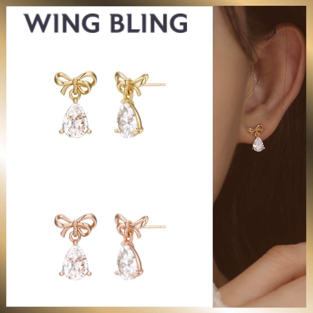 ◇wing bling◇ 14k post Jenna ribbon drop earrings