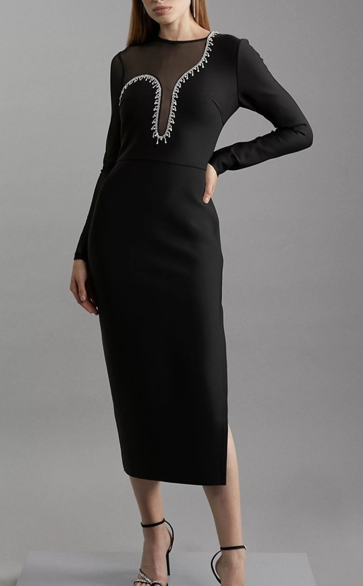 《KAREN MILLEN 》コタイネックペンシルミディドレス