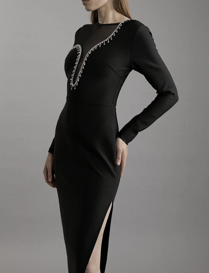 《KAREN MILLEN 》コタイネックペンシルミディドレス