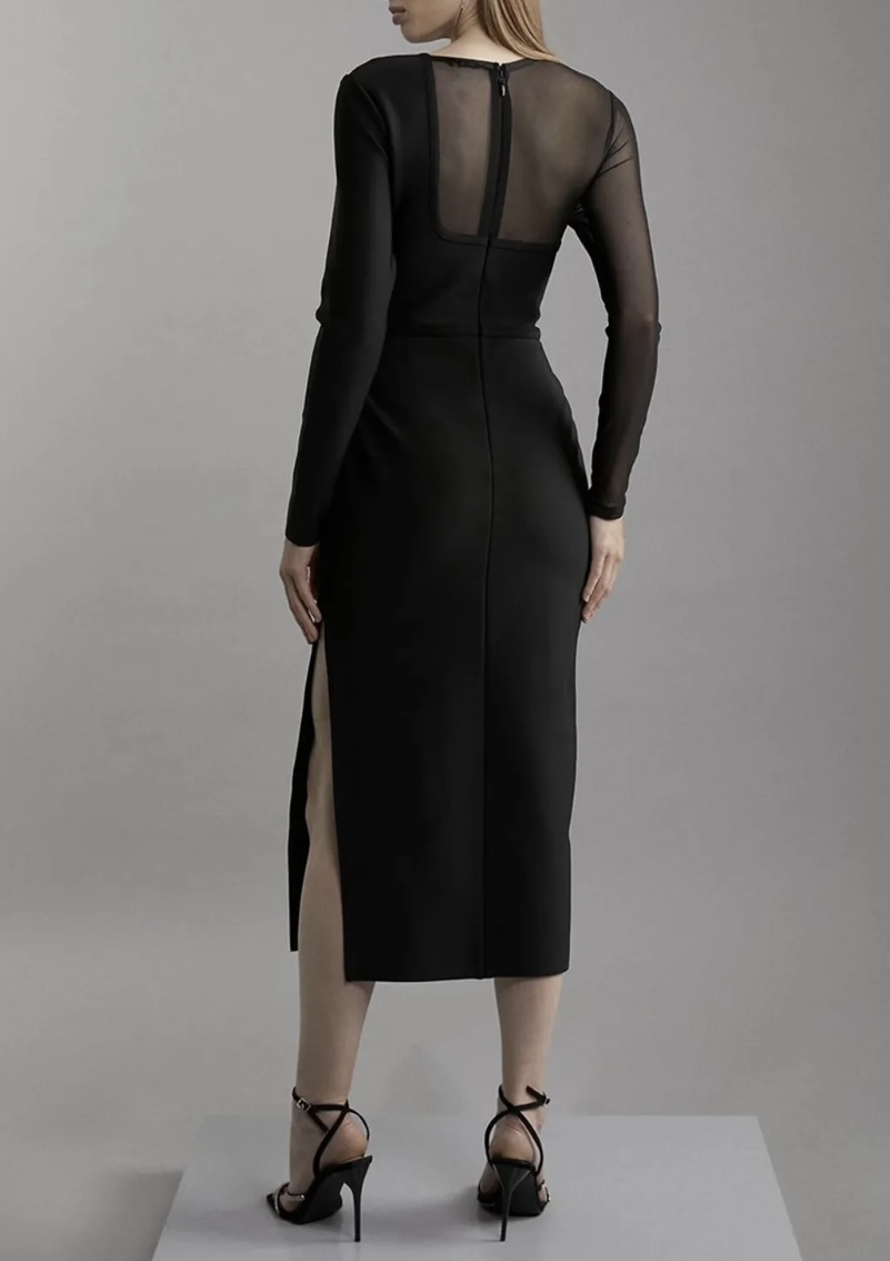 《KAREN MILLEN 》コタイネックペンシルミディドレス