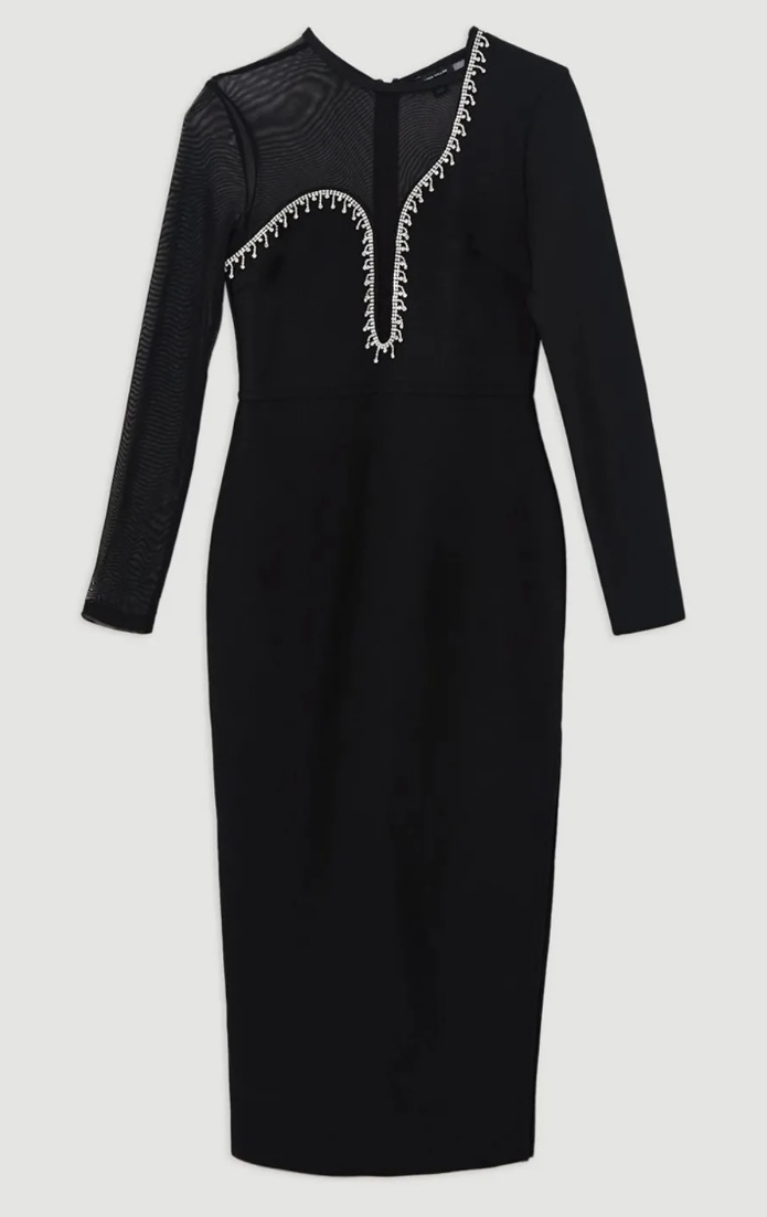 《KAREN MILLEN 》コタイネックペンシルミディドレス