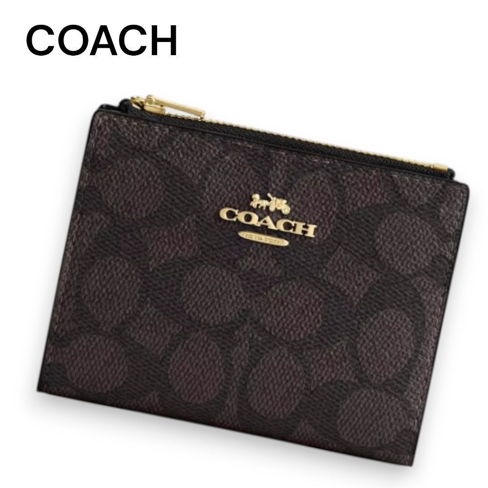 コンパクトサイズ【Coach】シグネチャーキャンバス 二つ折り財布