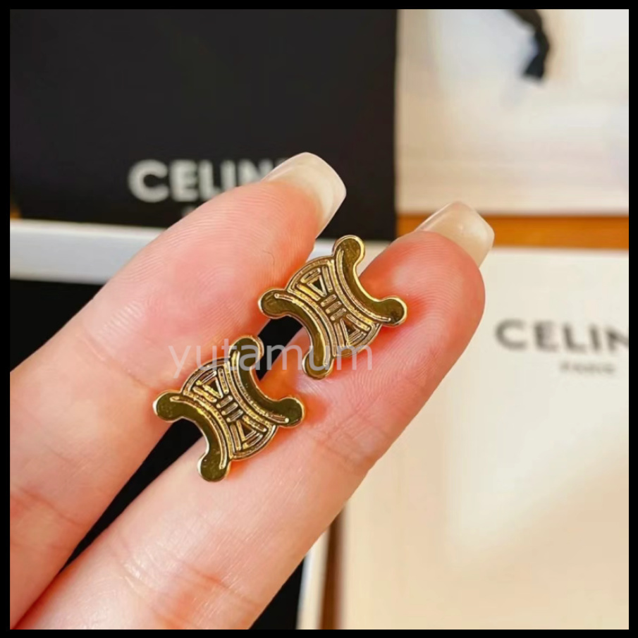【すぐ届く！/オフィスにも普段使いにも♪】CELINE ピアス ロゴ
