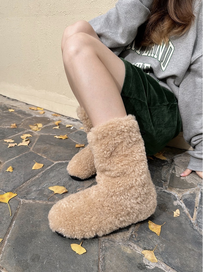 【MAC MOC】Baa ファー ミドル ブーツ 2.3cm 3色/ 追跡付