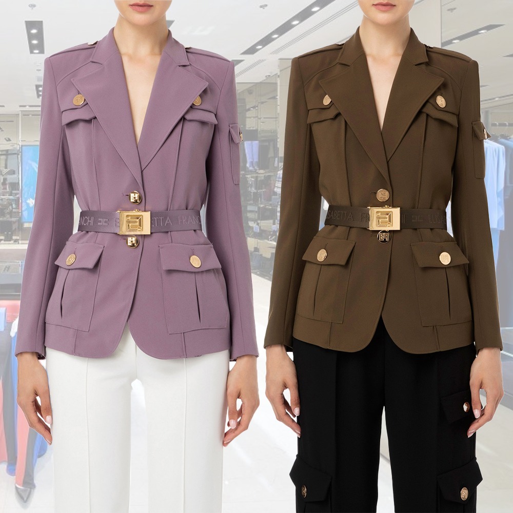 【希少】ELISABETTA ポケット付き クレープジャケット 2色