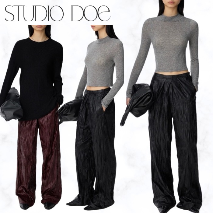 再入荷【STUDIO DOE】Washable Leather Textured Wide Pants
