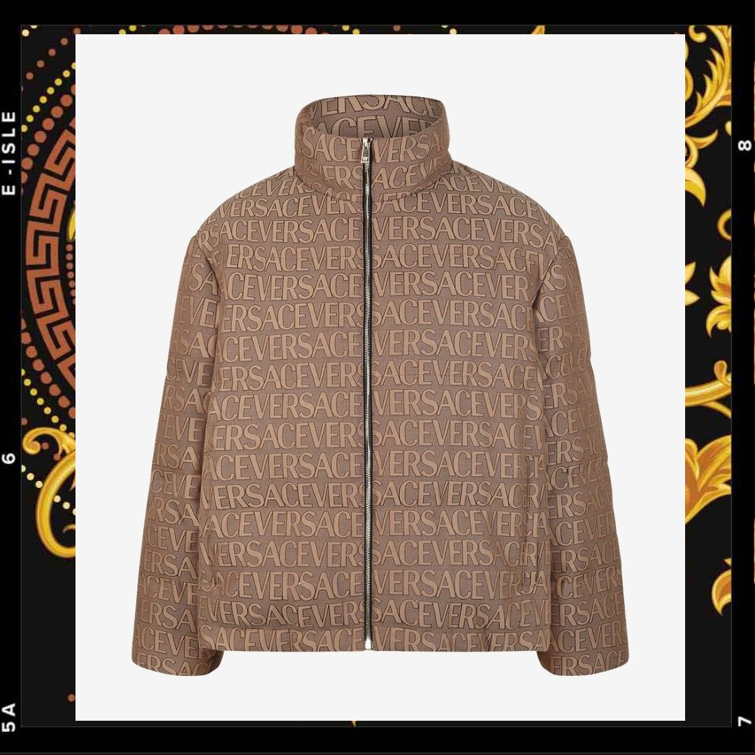 希少【VERSACE】オールオーバー ジャカード ショート ダウン