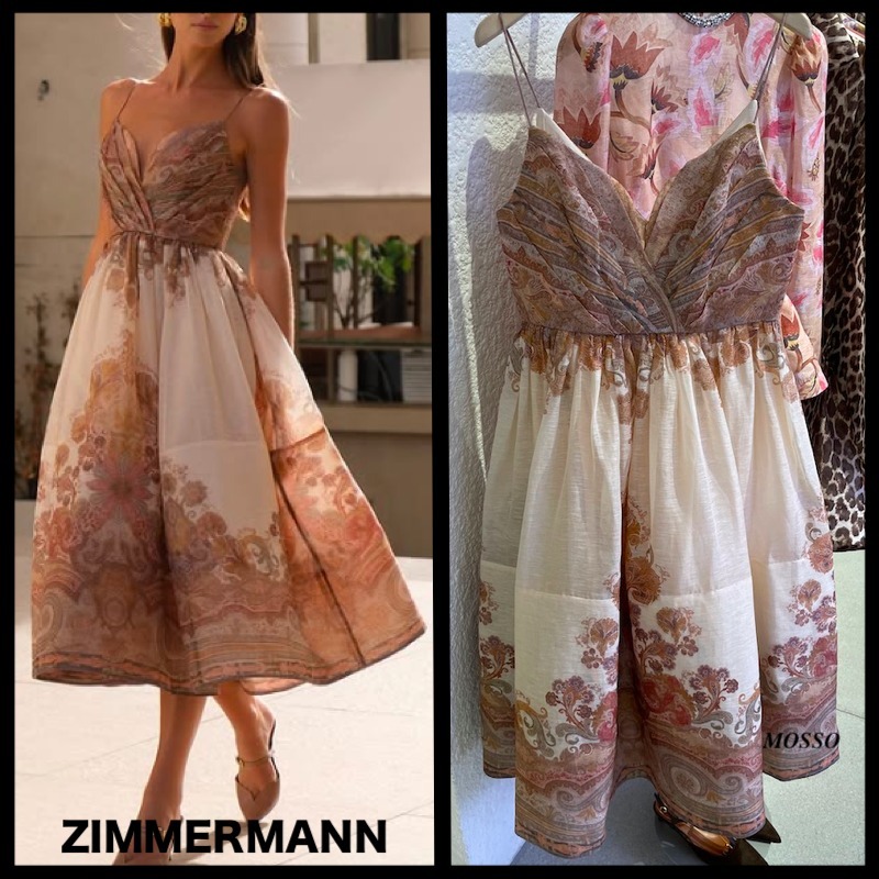【Zimmermann】ILLUSTRATION DRAPED MIDI DRESS ドレープ ミディ