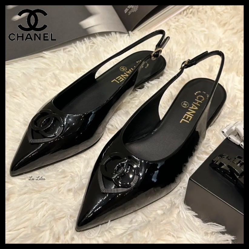【SO BLACKかっこいい♪】CHANEL スリングバックシューズ