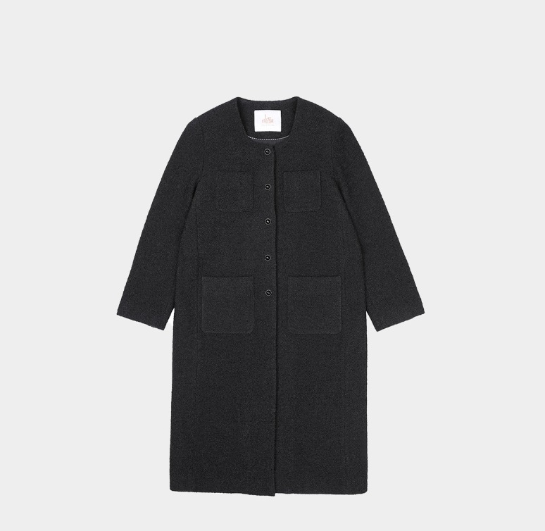 【LENINA】 ERIS Woolen Tweed U-neck Coat ★送料関税込み★ LENINA】 ERIS Woolen Tweed U-neck Coat ☆送料関税込み