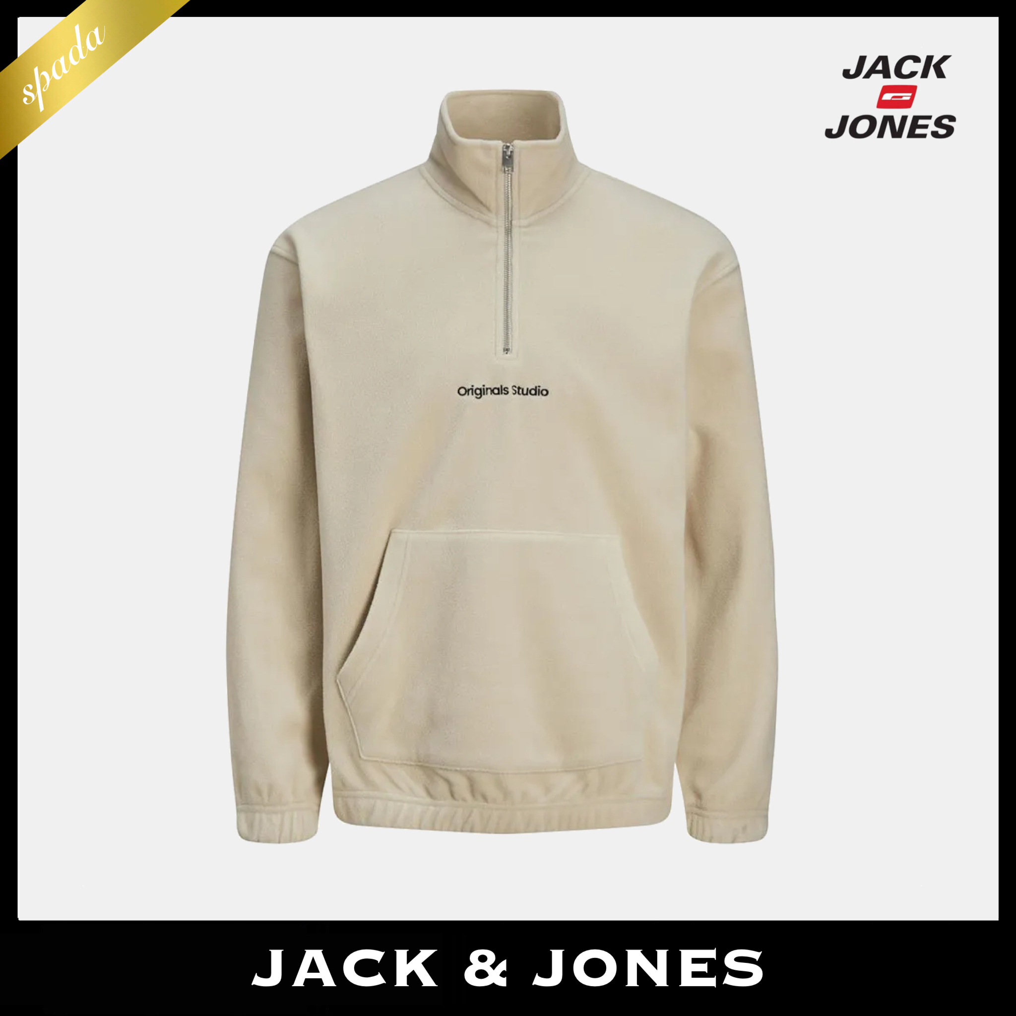【J&J】ロゴ ハーフジップ フリース オートミール / 送料無料