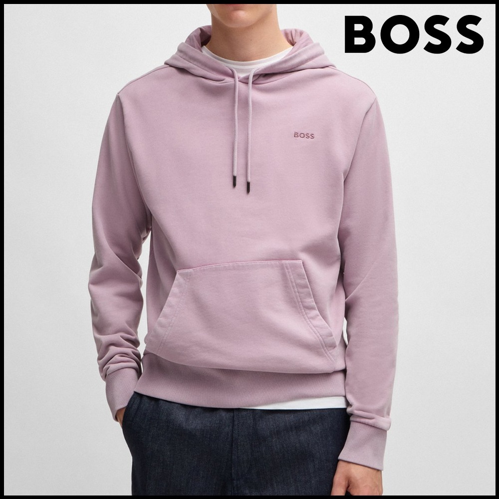 BOSS コットンピーチスキン フーディ ロゴディテール
