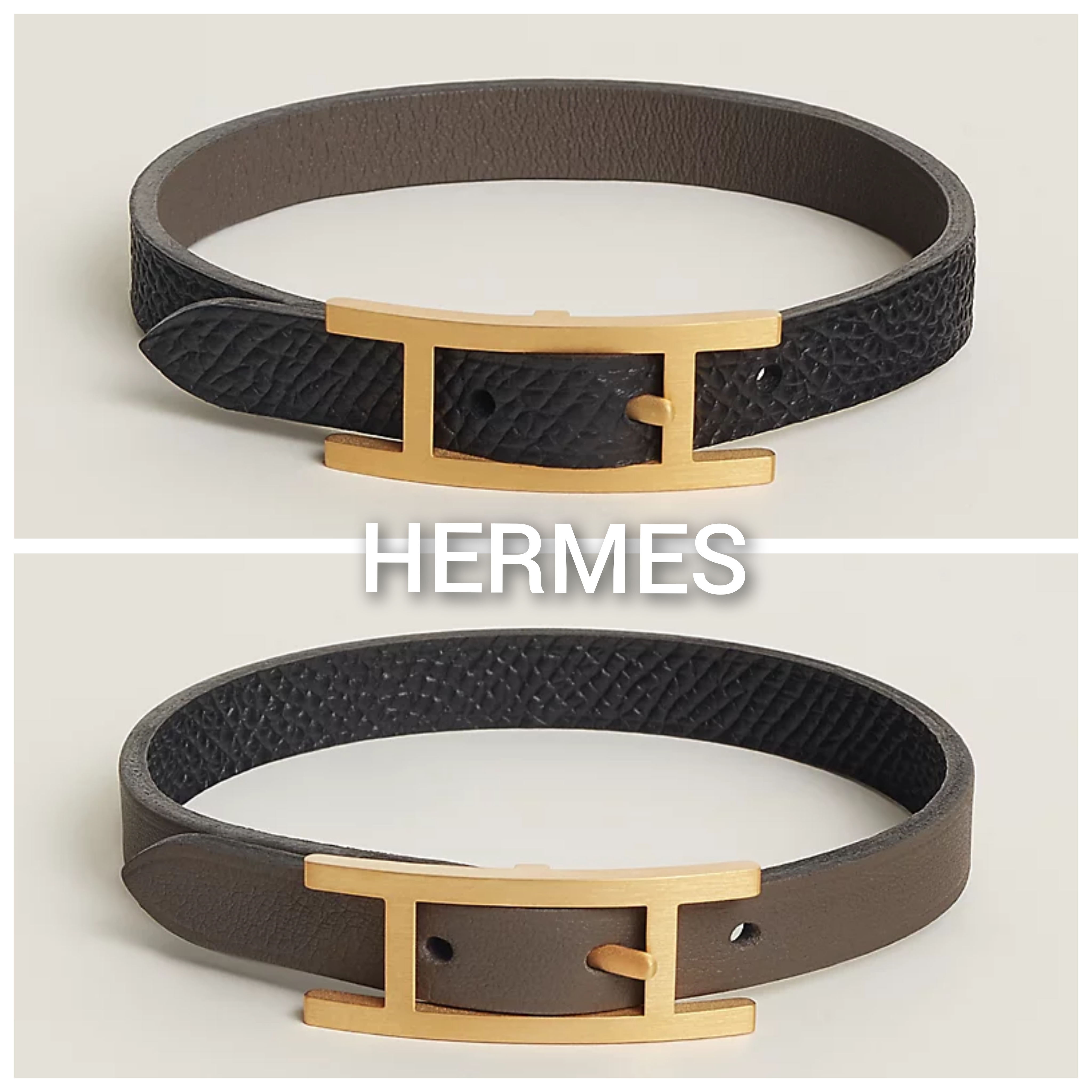 【大好評!】HERMES メンズ ブレスレット リバーシブル Noir