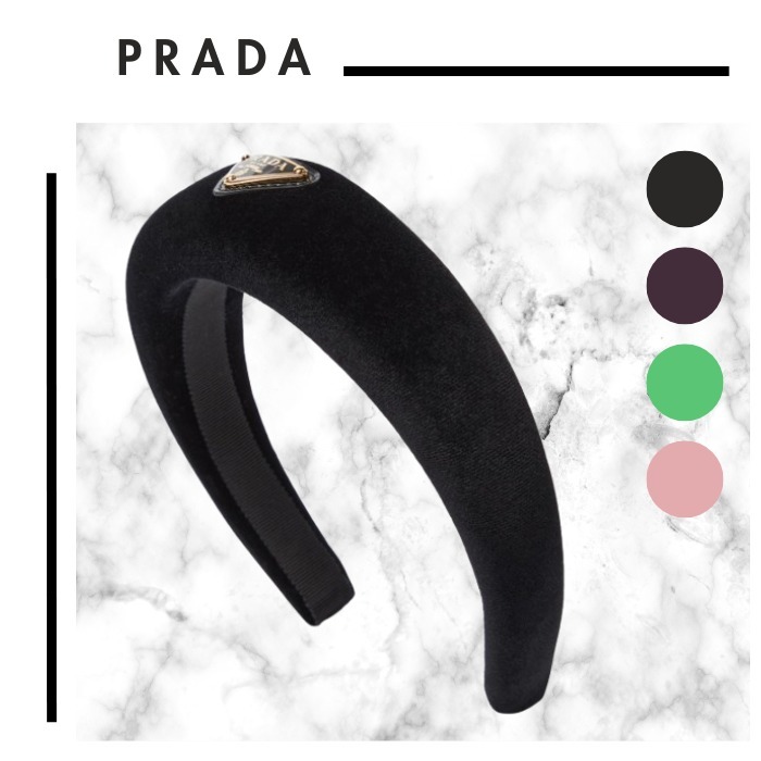 ★PRADA★プラダ 三角ロゴ ベルベット ヘッドバンド