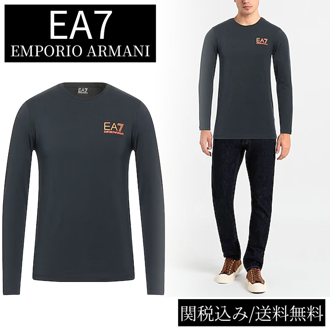 関税送料込★EA7★ロゴ 長袖 Tシャツ ロンT クルーネック