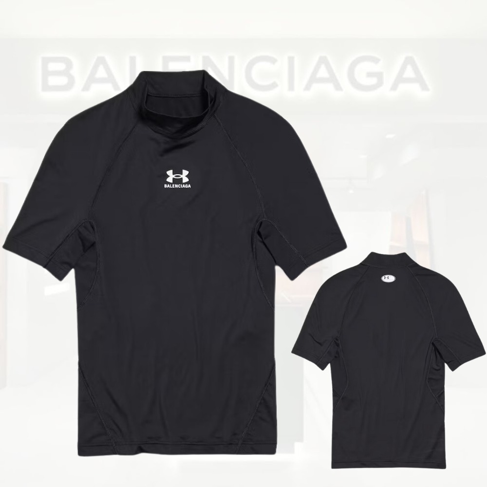 送料込+BALENCIAGA+Under Armour モックネック Tシャツ