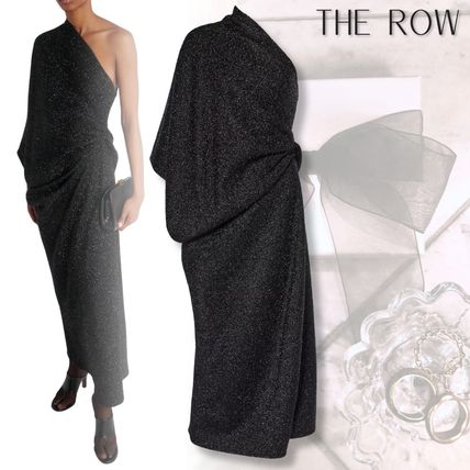 【新season】 THEROW ロビ ドレス 半袖ロングワンピース 黒 ワンピース ロング タイト スリット 半袖 ワンピ 黒 XL 2XL 3XL