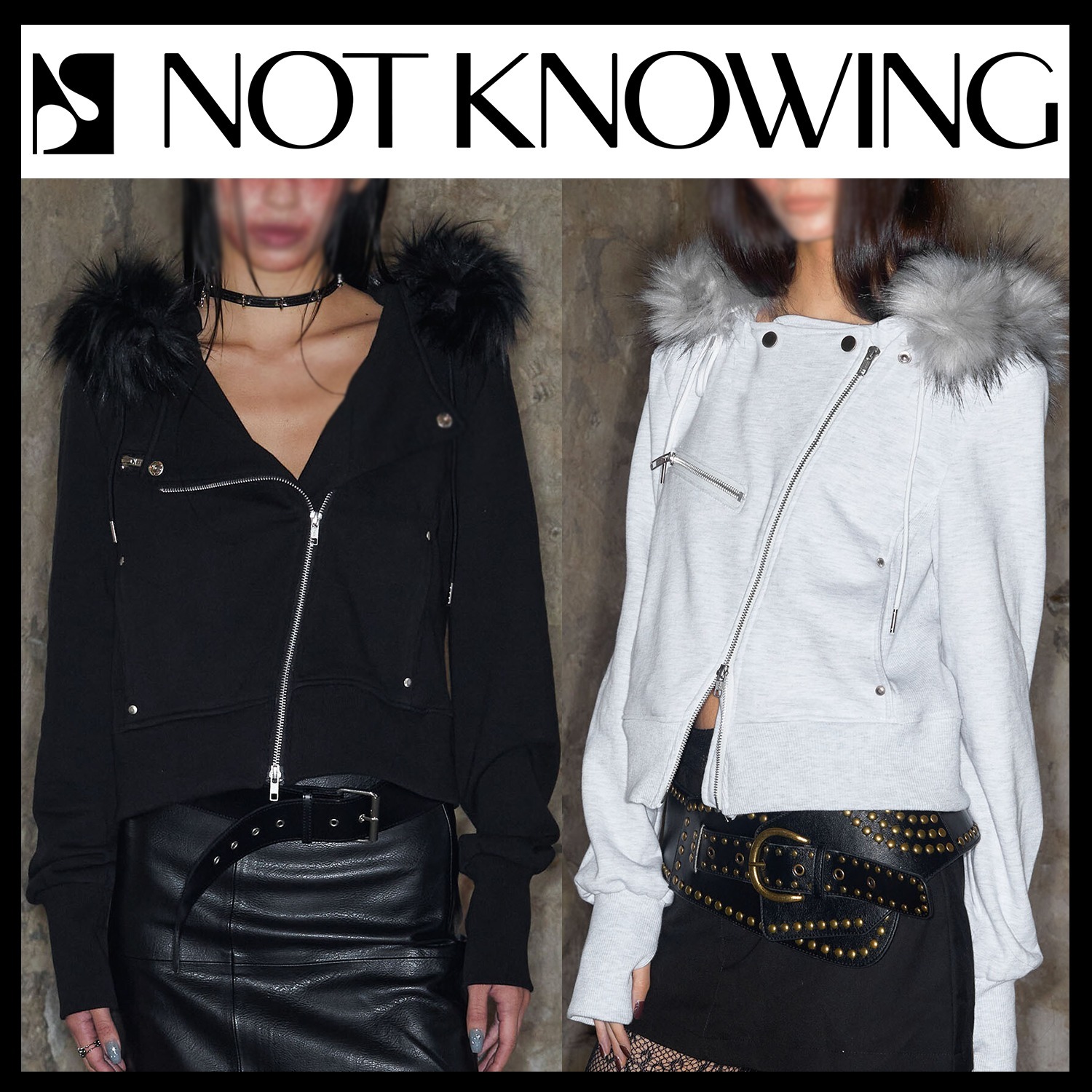 【NOTKNOWING】Rider Fur Hood Zip Up ★韓国人気★ 追跡付