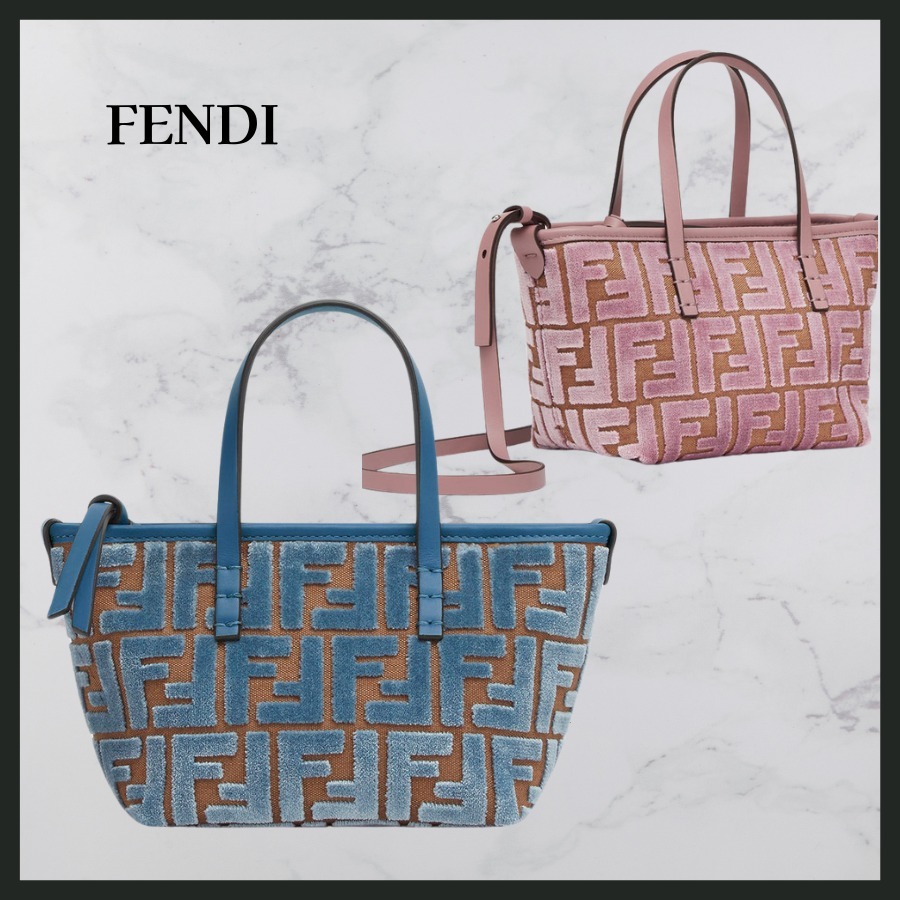 ★関税込★ FENDI ロール ミニ FFジャカード ベルベット バッグ
